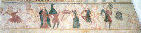 Dansefrisen i rslev kirke ved Sklskr, ca. 1350.